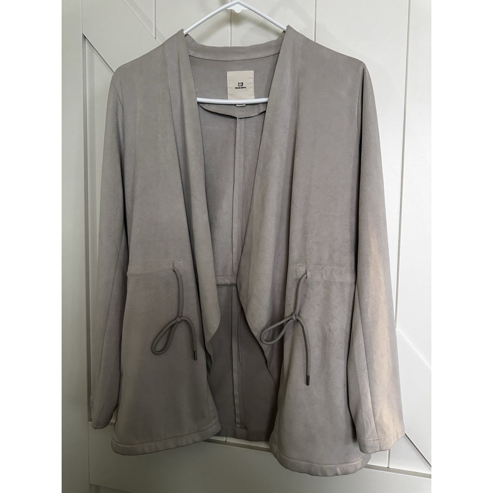 Thread & Supply Women Sz Small Light Grey Microsuede Open Jacket Pockets